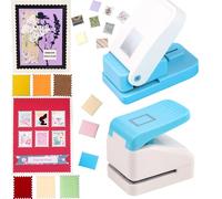 2 Pcs Stamp Paper Punch, 1X0.8inch & 1.1X0.9 inch Embossing Postage Stamp Shape Puncher, Lever Craft Hole Punches for Crafting DIY Scrapbooking Projects