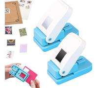 2 Pcs Stamp Punch, Rectangular Postage Shape Paper Punch, Square Hole Stamps Craft Puncher for Paper Crafting Scrapbooking, 1x0.8 Inch Scalloped Edge Stamping-Out Cutter Crafts Supplies Tools