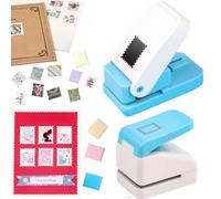 2 Pcs Stamp Punches, Postage Stamp Punch, 1X0.8 inch & 1.1X0.9 inch Embossing Stamps Hole Punch, Portable Lever Paper Puncher, Crafts Punches for Scrapbooking Paper Crafting DIY Projects
