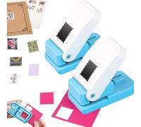 2 Pcs Stamp Punches, Rectangular Embossed Edge Postage Stamps Shape Paper Punch, Square Hole Stamps Craft Puncher for Paper Crafting Scrapbooking, 1x0.8 Inch Stamping-Out Cutter Crafts Supplies Tools