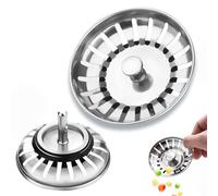 2 Pcs Standard Sink Strainer, Rust Free Kitchen Sink Strainer, Sink Plug & Strainer, Stainless Steel Kitchen Sink Strainer Plug, Suitable for Kitchen, Bathroom, Prevent Clogs, Bad Smells(8cm Diameter)