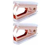 2 PCS Staple Remover, Steel Jaw Binding Supplies Removal Mini Grip Staple Extractor Nail Puller for School Office Home - Acrylic - Rose Gold