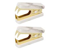 2 PCS Staple Remover, Steel Jaw Binding Supplies Removal Mini Grip Staple Extractor Nail Puller for School Office Home - Marble - Gold
