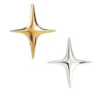 2 PCS Star Brooch Pins Gold and Silver Alloy Star Lapel Pin Elegant Four-Pointed Stars Brooches Pin for Women Men Shirts Jackets Dresses Clothes Hats Bags