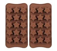 2 PCS Star Chocolate Fondant Moulds Star Chocolate Silicone Mold 15-Cavity Star Shaped Non-Stick Sweet Moulds for Baking Cake Topper Moulding Candy Chocolates Cookie