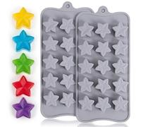 2 Pcs Star Ice Cube Tray Star Silicone Mold Stars Candy Molds for Wax Melt Cream Cheese Candy Jelly Snack Making Candle