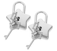 2 Pcs Star Shaped Padlock Decorative Alloy Keyed Lock for Diaries