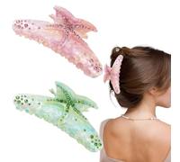 2 PCS Starfish Hair Claw Clip - Summer Beach Starfish Hair Clip - Large Non Slip Acetate Strong Hold Jaw Barrettes - Headwear for Women & Girls