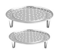 2 Pcs Steam Rack, Stainless Steel Steam Holder, Round Steaming Stand with Removable Legs, for Home Kitchen Cooking Pressure Cooker Accessories (20 cm and 22 cm, Silver)