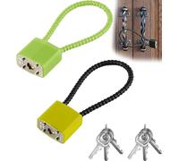 2 Pcs Steel Rope Padlocks with Same Keys, Padlock Long Shackle Outdoor, Heavy Duty Flexible Wire Locks in Yellow, Black, Adjustable Long Shackle for Bicycles, Suitcases, Gym LockersGates, Wheelie Bins