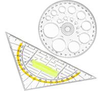 2 Pcs Stencils for Painting, Circle Stencil Triangle Template Drawing Stencil Plastic Templates Measuring Round Hole Ruler Tool Multi Function Circle Stencils for Painting Studying Designing