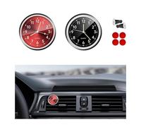 2 PCS Stick on Dashboard Car Clock, Mini Tiny Analog Quartz Luminous Air Vent Clocks, Self Adhesive Automotive Vent Clocks Watch, Vehicle Clock for Dashboard Decoration (Red+Black)