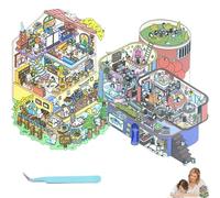 2 PCS Sticker Therapy Store, Sticker Therapy, 3D Sticker Scene, Scene Stickers 3D Make for Fun Cute 3D Stickers, Forest Tree House, Canned Apartment, with Tweezers (Super Large Edition)