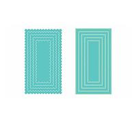2 Pcs Stitched Mini Slim Line Stacklets Scallop Square Frames Metal Cutting Dies for DIY Scrapbooking Embossing Die-cuts Craft Cardmaking Template Stencils Handmade Art Decoration Album Cardstock
