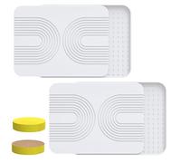 2 PCS Stone Dish Drying Mat ＆ Silicone Mat for Kitchen Counter - Diatomaceous Earth Bath Mat for Bathroom, 16.14" L×12.4" W×2 Quick Dry Mats for Dishes ,Bottles, Cups, Match Any Countertop(White)