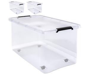 2 Pcs Storage Box with Lid Clear 60x40x35cm 60L