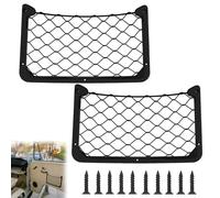 2 Pcs Storage Nets for Campervans - Elastic Cargo Net for Van with Plastic Frame, Campervan Storage Ideas for Motorhome, Boat, Caravan, Car, Interior Organizer Pocket for Phone, Toiletry (30×20cm)