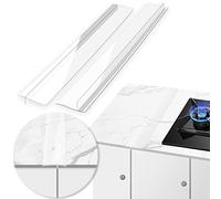 2 Pcs Stove Counter Gap Cover, MSDADA 25 inch Gap Filler Worktop Joining Strip, Gas Hob Covers for Gas & Electric Cookers, Easy Clean Counter Top for Dishwasher, Cooker, Oven, Dryer & Washing(Clear)