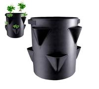 2 Pcs Strawberry Planter, 7 Gallon Strawberry Grow Bags for Vegetables, Potato Growing Bags with 6 Side Planting Holes
