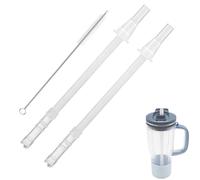 2 Pcs Straws Replacement for Ninja BlendBoss Smoothie Blender Tumbler, Reusable Straws with Cleaning Brush, Fit for Ninja Blend Boss Travel Tumbler 710ml, Dishwasher Safe & BPA Free