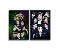 2 PCS Stray Kids Kpop Poster Wolf Gang Canvas Poster And Wall Art Modern Family Bedroom Office Gym Decor Gift 12x18inch(30x45cm) Style