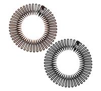2 Pcs Stretch Hair Comb Band, Full Circular Stretch Comb, Flexible Plastic Circle Comb, Circular Tooth Headband for Women and Girls-Black, Coffee