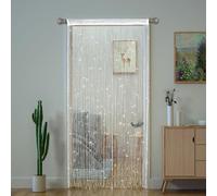 2 Pcs String Curtains for Doorways Glitter Beaded Curtains Door Sparkle Beads Curtain Open Closet Laundry Hanging Hippie Glisten Beads Window Girls Panel (White, 39"×79" in)