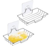 2 Pcs Strong Rustproof Stainless Steel Soap Sponge Holder,Shower Soap Holder,Stainless Steel Soap Dish Holder Soap Basket,Soap Dishes Wall Mounted Self Draining for Shower,Bathroom,Kitchen