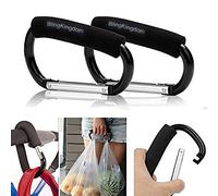 2 PCS Strong Stroller Hooks for Bags, Car Headrest Hook, Grocery Bag Hooks Large Carabiner Heavy-Duty Clip Hook for Groceries, Dog Leashes, Purses - 5.5"