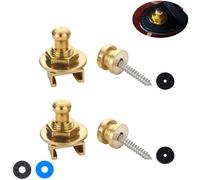 2 PCS Sturdy Guitar Strap Locks - Security and Quick Release Guitar Strap Button for Electric, Bass, and Acoustic Guitars with Rubber Guitar Strap Lock and Felt Washers, 1 Set (Gold)