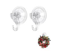 2 Pcs Suction Hooks for Bathroom,Window Suckers Hook Wreath Hanger for Front Door Stick On Holder Heavy Duty Reusable Round Vacuum Suction Cup Transparent Removable Plastic Sucker,for Shower Towel