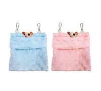 2 Pcs Sugar Glider Bonding Pouch Carrier Bag, Sugar Glider Bed Pouch, Sling Sleep Bag with Adjustable Strap for Hamster Hedgehog Gliders Ferret Squirrels Small Animal (Blue and Pink)