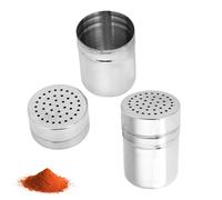 2 PCS Sugar Shaker Duster, Stainless Steel Seasoning Bottle Fine Mesh Seasoning Jar Sugar Powder with Lid for Baking Soda Flour Cinnamon Cocoa (Small)