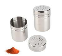 2 PCS Sugar Shaker Duster, Stainless Steel Seasoning Bottle Fine Mesh Seasoning Jar Sugar Powder with Lid for Baking Soda Flour Cinnamon Cocoa (Medium)