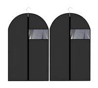2 PCS Suit Covers for Men,Foldable Dress Bags,Suit Carriers for Men with Clear Window Black Zipper,Reusable Clothes Covers for Dress,Coat,Jacket,Pullover(60 * 100 cm)