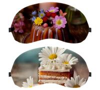 2 PCS Summer Daisy with Sweet Cake on Vintage Wooden Sleep Eye Mask for Side Sleeper, Sleeping Mask, Light Blocking Eye Mask, Soft Eye Shade Cover for Travel, Nap, Plane
