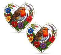 2 PCS Sun Catchers for Windows, 20x20CM Large Stained Suncatchers for Windows, Bird hanging ornaments, Garden Ornaments Ideal for Home, Garden, or Garden Gifts for Women