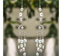 2 PCS Sun Catchers Hanging Moon and Star Rainbow Crystal Suncatchers Moon Crystal Dream Catcher Glass Window Hanging Ornament For Garden Ornaments Car Home Office Garden Valentine's Decoration