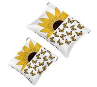 2 PCS Sunflower Butterfly You are My Sunshine Pocket Cosmetic Bag, Self-Closing Shrapnel Makeup Pouch, Portable No Zipper Mini Travel Make Up Bag for Coin Lipstick Earphones Jewelry Organizer