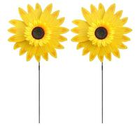 2 Pcs Sunflower Wind Spinner, Metal Wind Sculptures with Stake, Outdoor Windmill Flower Pinwheels Decorations for Yard Garden Lawn Patio Decor