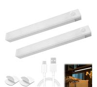 2 Pcs Sunnyluckday Lights, Punch-Free Smart Sensor Magnetic Rechargeable LED Lights, LED Motion Sensor Lights Indoor, Magnetic Stick Wireless Light for Under Cabinet, Closet, Stairway (3 Color, 20C)