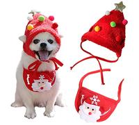 2 Pcs-Super Cute Funny Kawaii Dog Puppy Christmas Suit Hat+ Saliva Towel Tissue Dog Christmas Costume Pet Santa Outfit