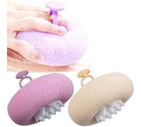 2 Pcs Super Soft Sunflower Suction Cup Bath Ball, Upgraded 2-in-1 Exfoliating Bath Sponge Cleaning Brush, Mesh Pouf Shower Ball Body Scrubber Shower Loofah for Women, Men (Beige + Purple)