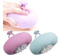 2 Pcs Super Soft Sunflower Suction Cup Bath Ball, Upgraded 2-in-1 Exfoliating Bath Sponge Cleaning Brush, Mesh Pouf Shower Ball Body Scrubber Shower Loofah for Women, Men (Blue + Purple)