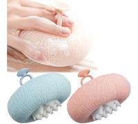 2 Pcs Super Soft Sunflower Suction Cup Bath Ball, Upgraded 2-in-1 Exfoliating Bath Sponge Cleaning Brush, Mesh Pouf Shower Ball Body Scrubber Shower Loofah for Women, Men (Blue + Pink)