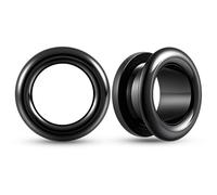 2 Pcs Surgical Steel Double Flared Ear Tunnels Plugs 8-16mm - Concave Saddle Design, Hypoallergenic Titanium Steel Perforated Ear Expanders for Punk Style (Black,12mm (1/2"))