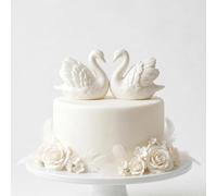 2 Pcs Swan Cake Topper for Wedding, Vintage Matte Ceramic Swan Decor
