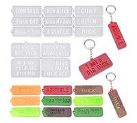 2 Pcs Swear Words Keychain Resin Mould Keychain Silicone Resin Molds with 20 Metal Rings DIY Epoxy Resin Mold Kit Bad Words Silicone Sign Moulds Keyring Making Kit for Keychain Decor Car Pendant Gift