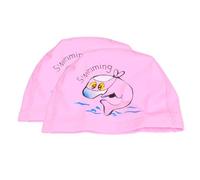 2 Pcs Swimming Cap with Cartoon Dolphin Pattern, Pink PU | Lightweight Feel, Good Flexibility, Hair Containment, for Beginner Swimmers, Public Pool and Beach Use