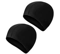 2 Pcs Swimming Caps for Kids Girls Boys and Adult Teenager,Comfortable Light Swimming Caps,Super Stretch No Pull Hair Swim Hats for Long and Short Hair (Black/Black)